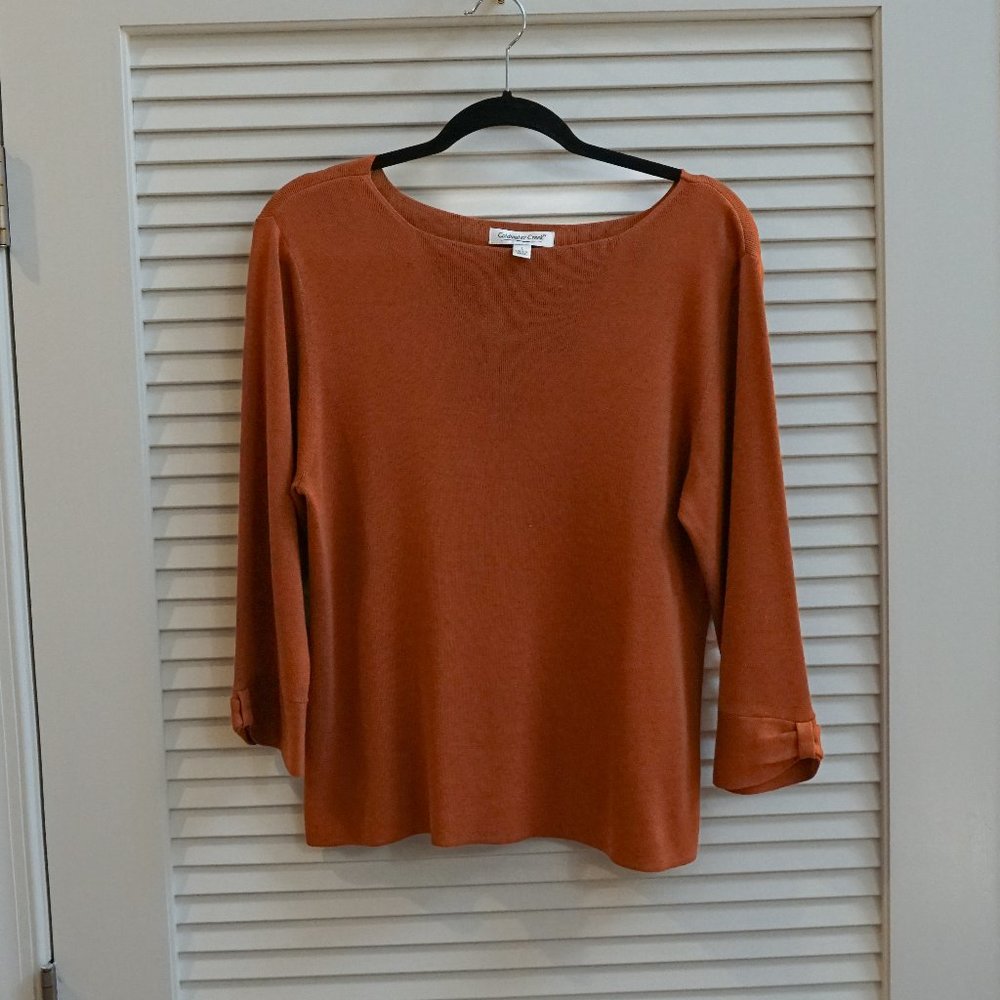 Coldwater Creek 3/4 sleeve, boat neck sweater - pumpkin spice orange L
